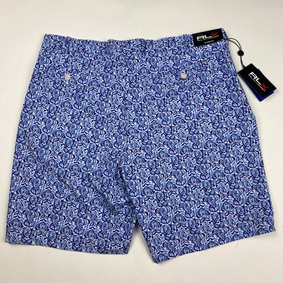 NEW RLX Ralph Lauren Golf Shorts Mens 38 Water Repellent Stretch Fish Print Blue - Picture 2 of 15